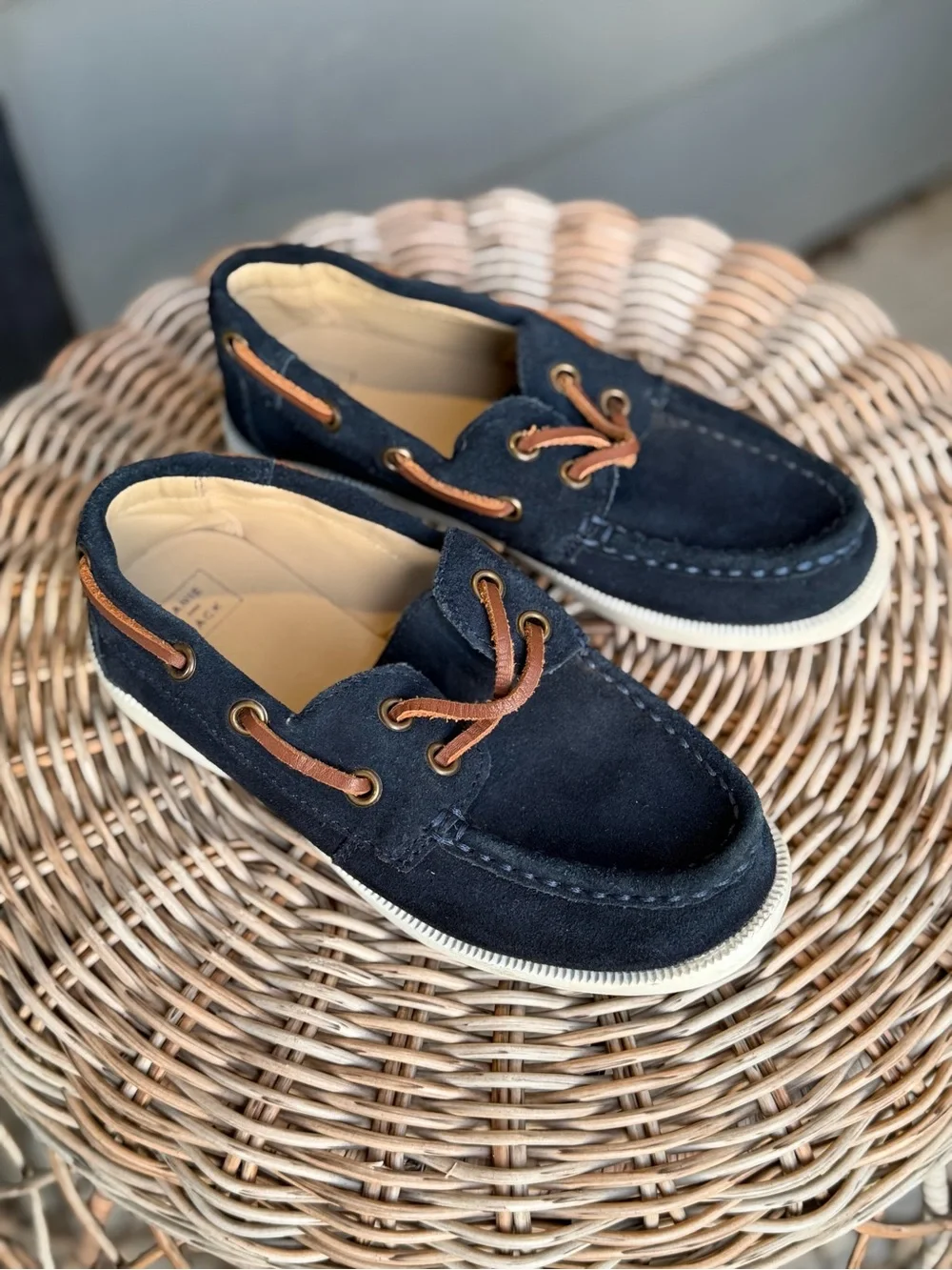 Janie and Jack Boys Navy Suede Leather Boat Shoes Loafers Size 13